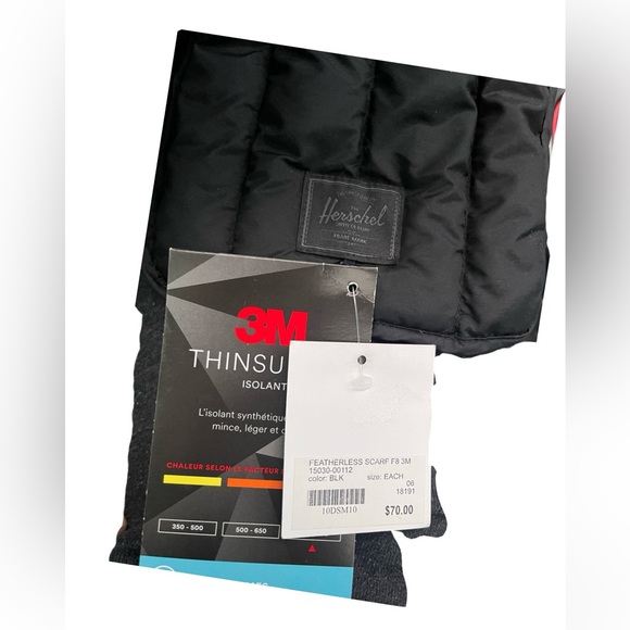 Herschel black Puffer scarf - Picture 4 of 5